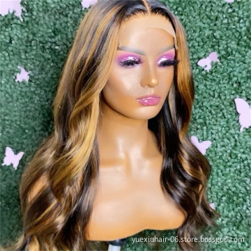 Virgin Cuticle Aligned Brazilian Human Hair Transparent Lace Frontal Highlight HD Lace Front Wig With Baby Hair For Black Women